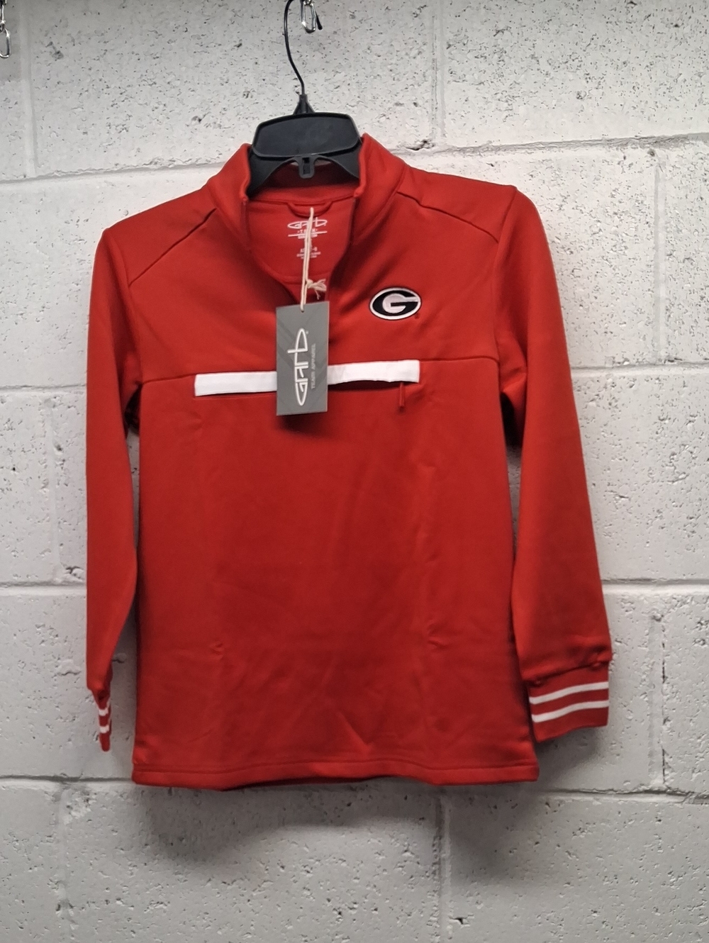 NWT Youth Garb Red Georgia Bulldogs Atlas Quarter Zip Tri Blend Pullover